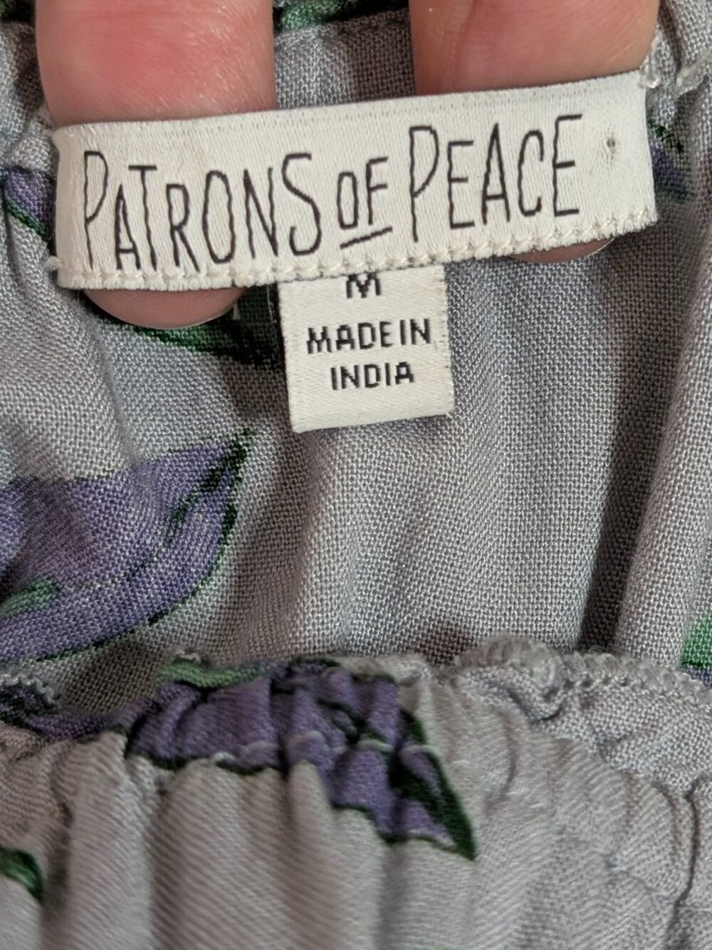 Patrons of Peace Gray Tropical Smocked Midi Maxi Dress M Boho Resort Beachy EUC - Picture 7 of 11